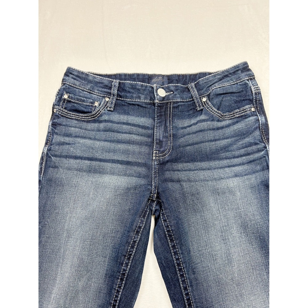 Daytrip Virgo Straight Cropped Jeans Womens 28 Blue Denim Contrast Stitch